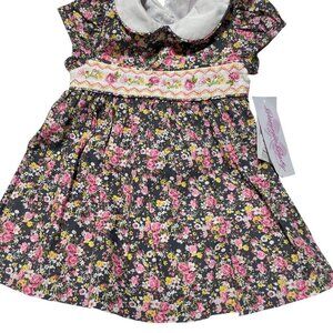 Bonnie Baby 2-Piece Floral Dress‎ & Bloomers With Embroidered Smocking 6-9M